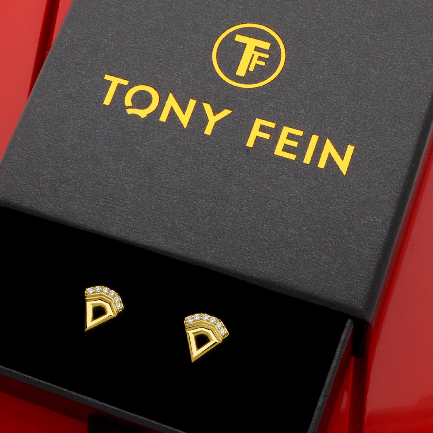 Ohrstecker Dreieck 585er Vergoldet Zirkonia - Tony Fein