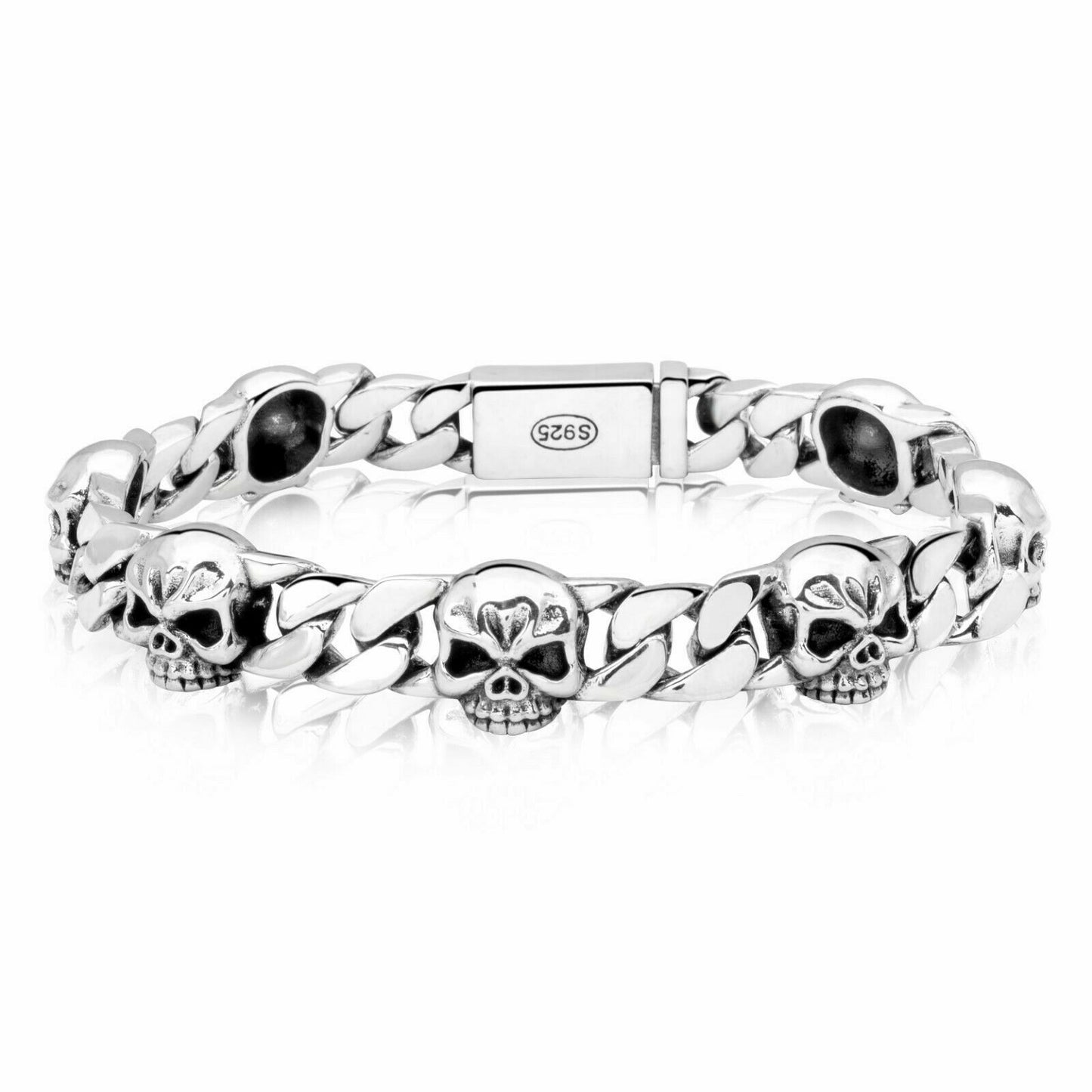 Totenkopfarmband 11 mm 925er Silber