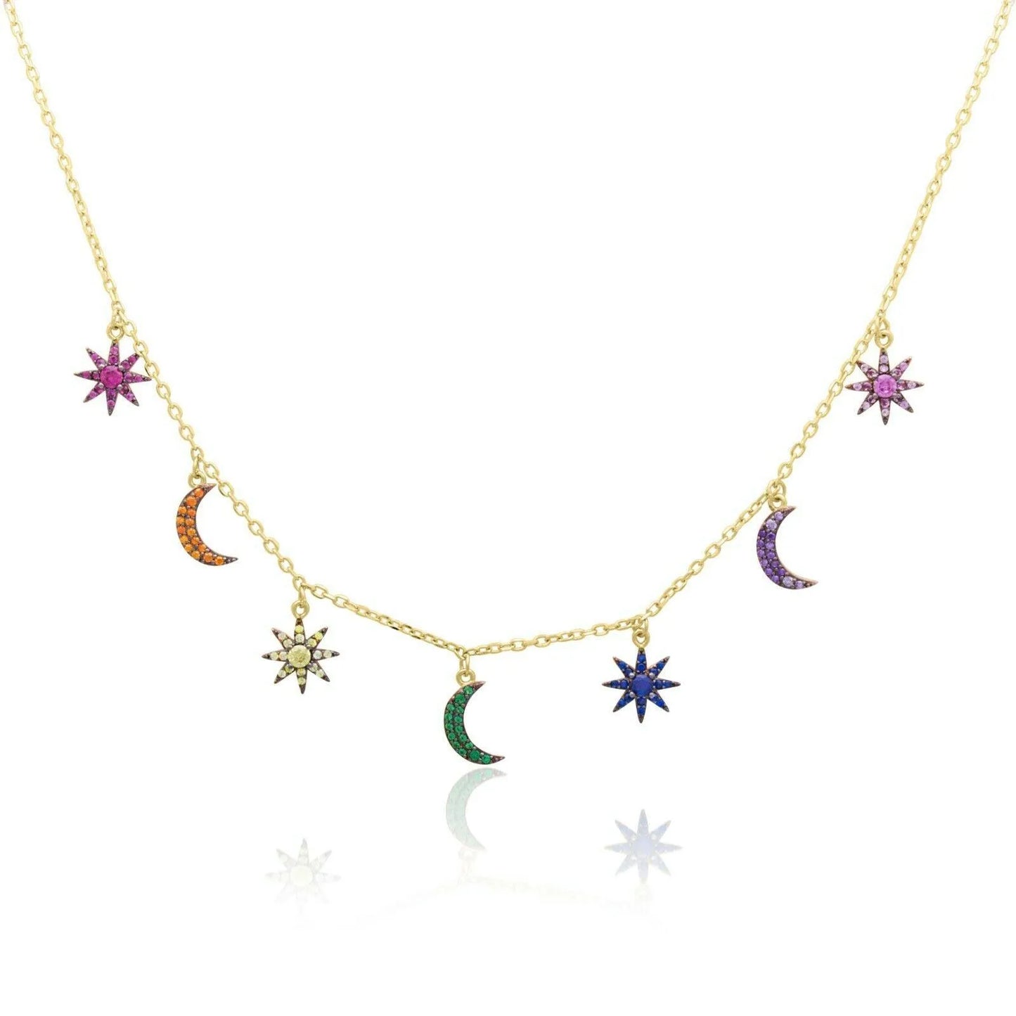 Sonne Mond Sterne Kette 1mm Vergoldet - Tony Fein