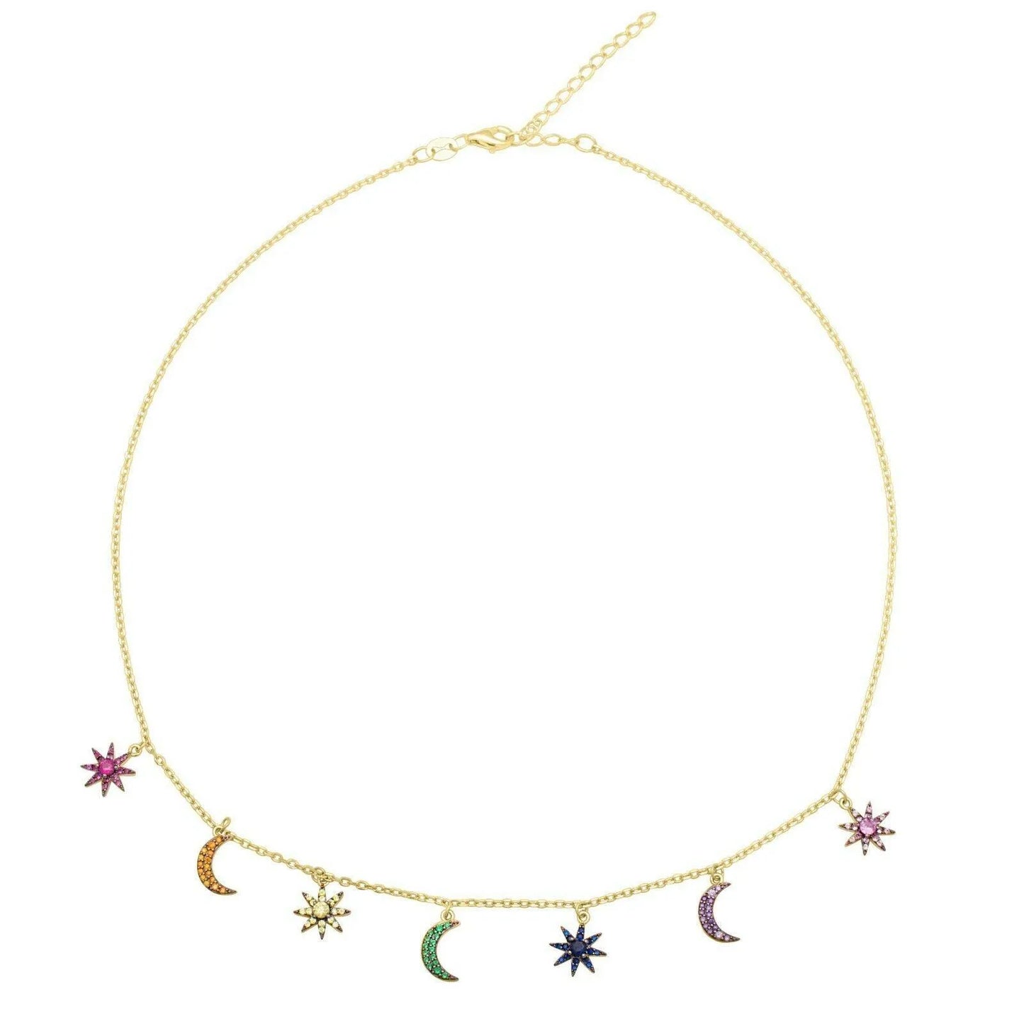 Sonne Mond Sterne Kette 1mm Vergoldet - Tony Fein