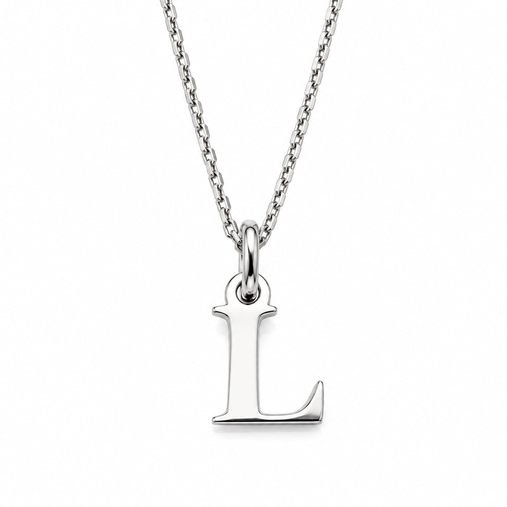 Buchstaben Anhänger L mit Kette Schlicht Echtes 925er Silber Rhodiniert