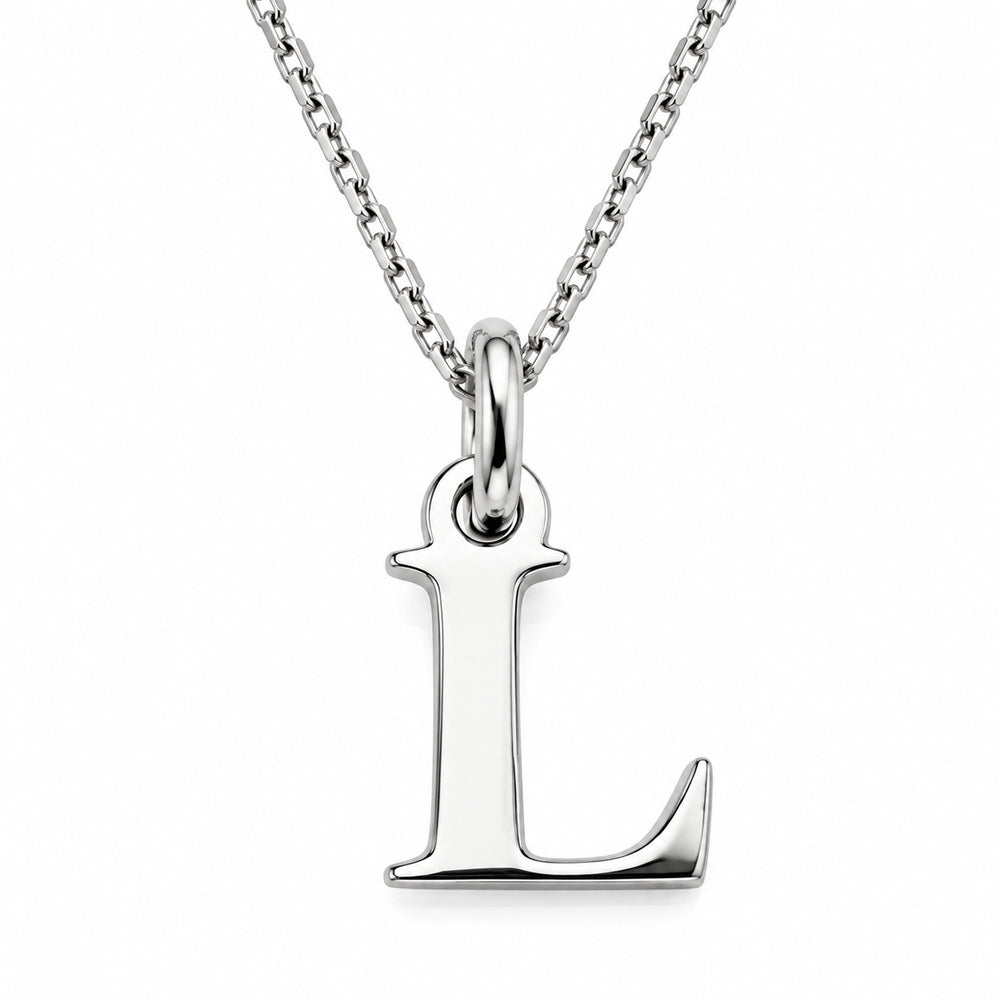 Buchstaben Anhänger L mit Kette Schlicht Echtes 925er Silber Rhodiniert