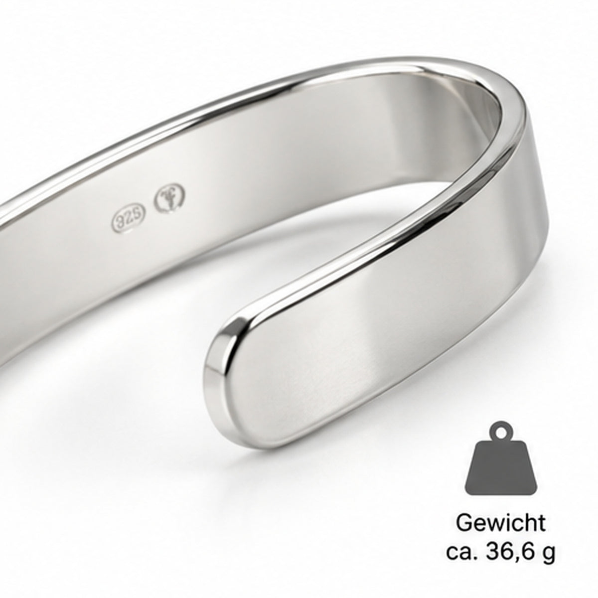 XXL Armreif PURE Massiv 925er Sterling Silber Hochglanzpoliert