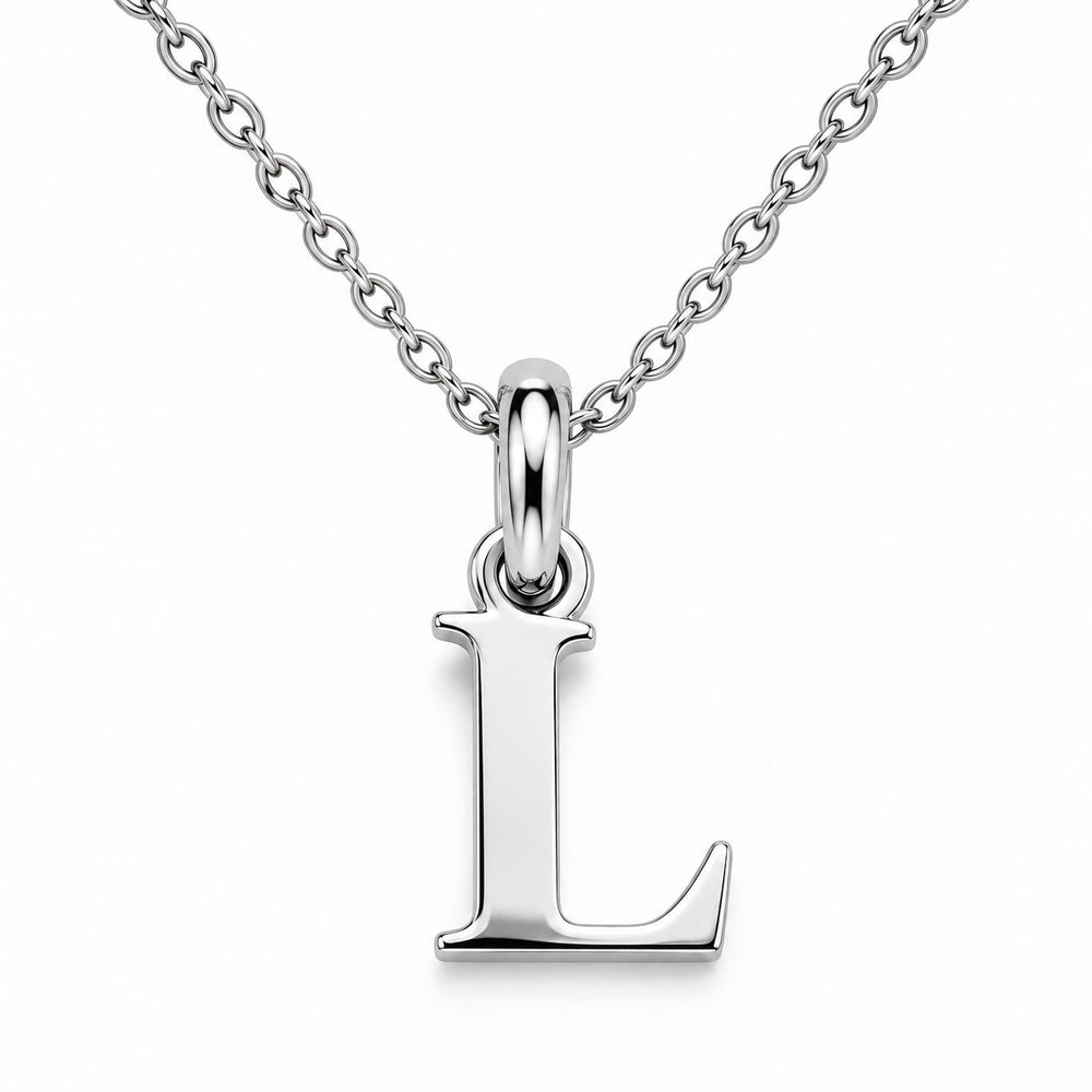 Buchstaben Anhänger L mit Kette Schlicht Echtes 925er Silber Rhodiniert
