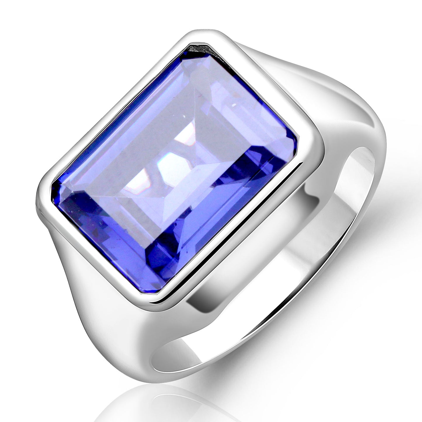 Ring 925 Silber Rhodiniert Zirkonia Blau