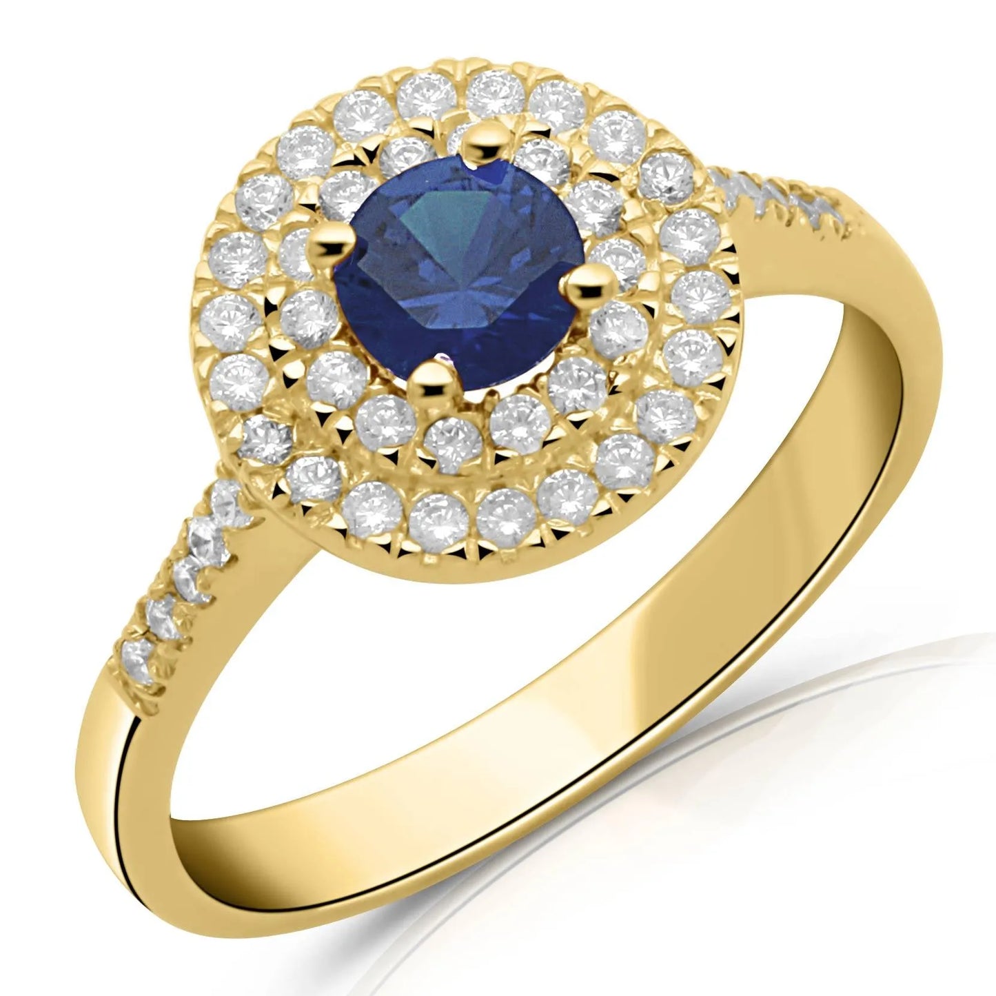 Solitär Ring 3 mm mit Zirkonia Stein Blau 585er Gold 14 Karat Damen