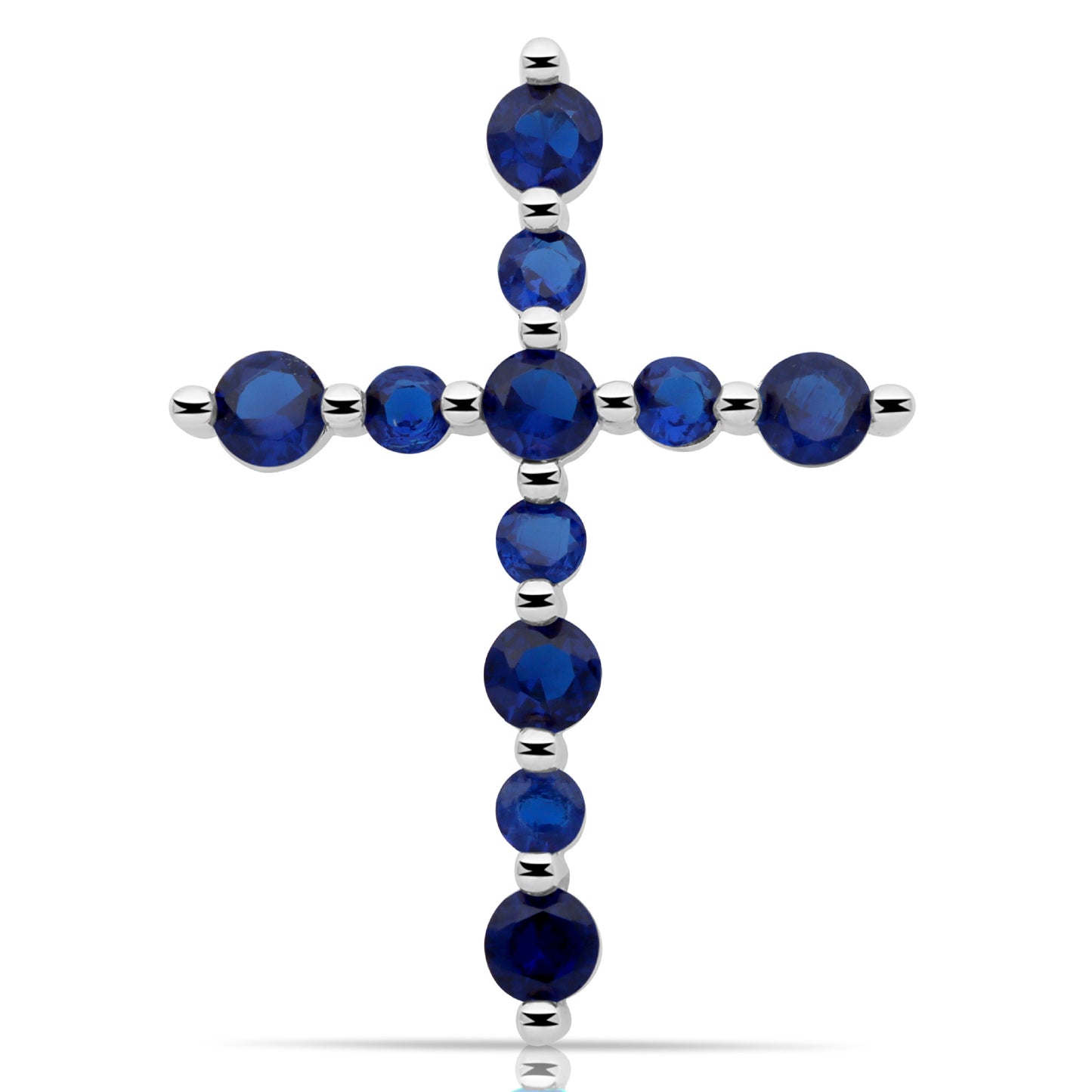 Kreuz Anhänger Zirkonia Stein Blau 925er Silber