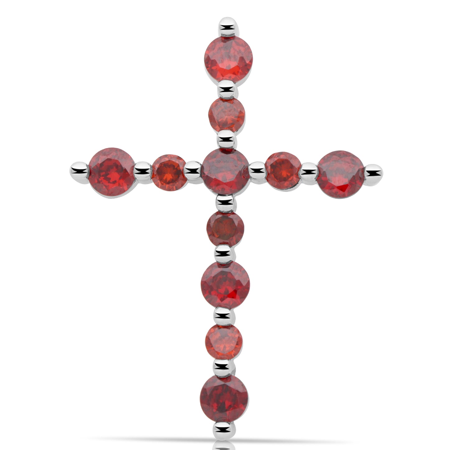 Kreuz Kette Zirkonia Stein Rot 925er Silber