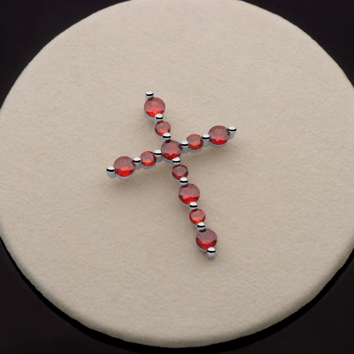 Kreuz Kette Zirkonia Stein Rot 925er Silber