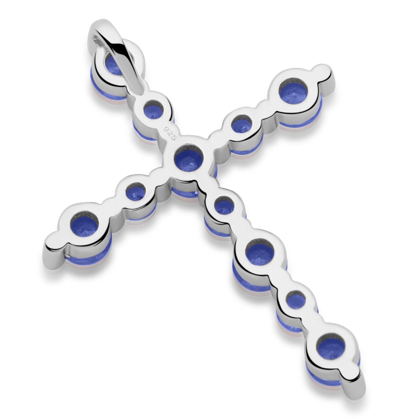 Kreuz Anhänger Zirkonia Stein Blau 925er Silber