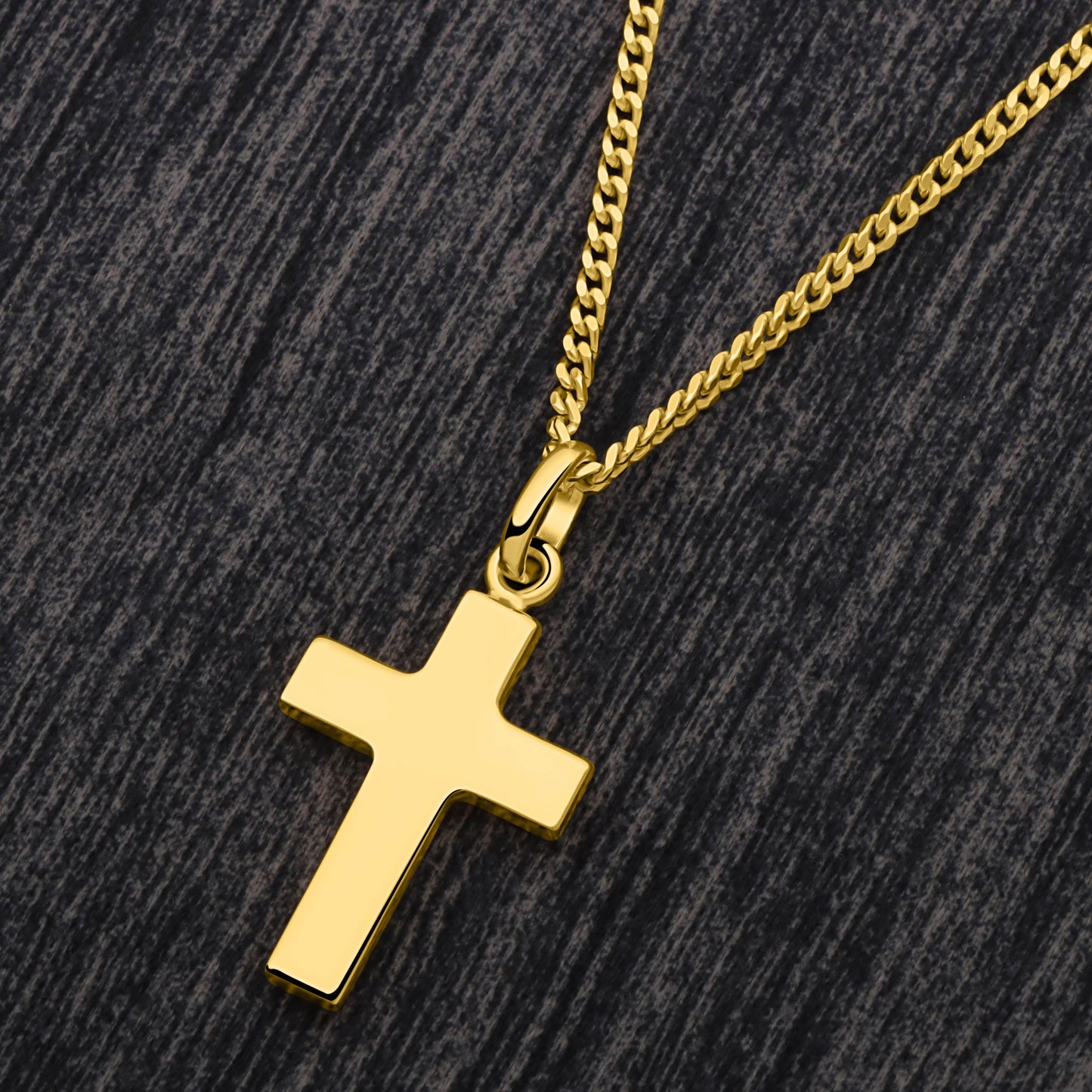 Kreuz Anhänger Mittel 585er Vergoldet