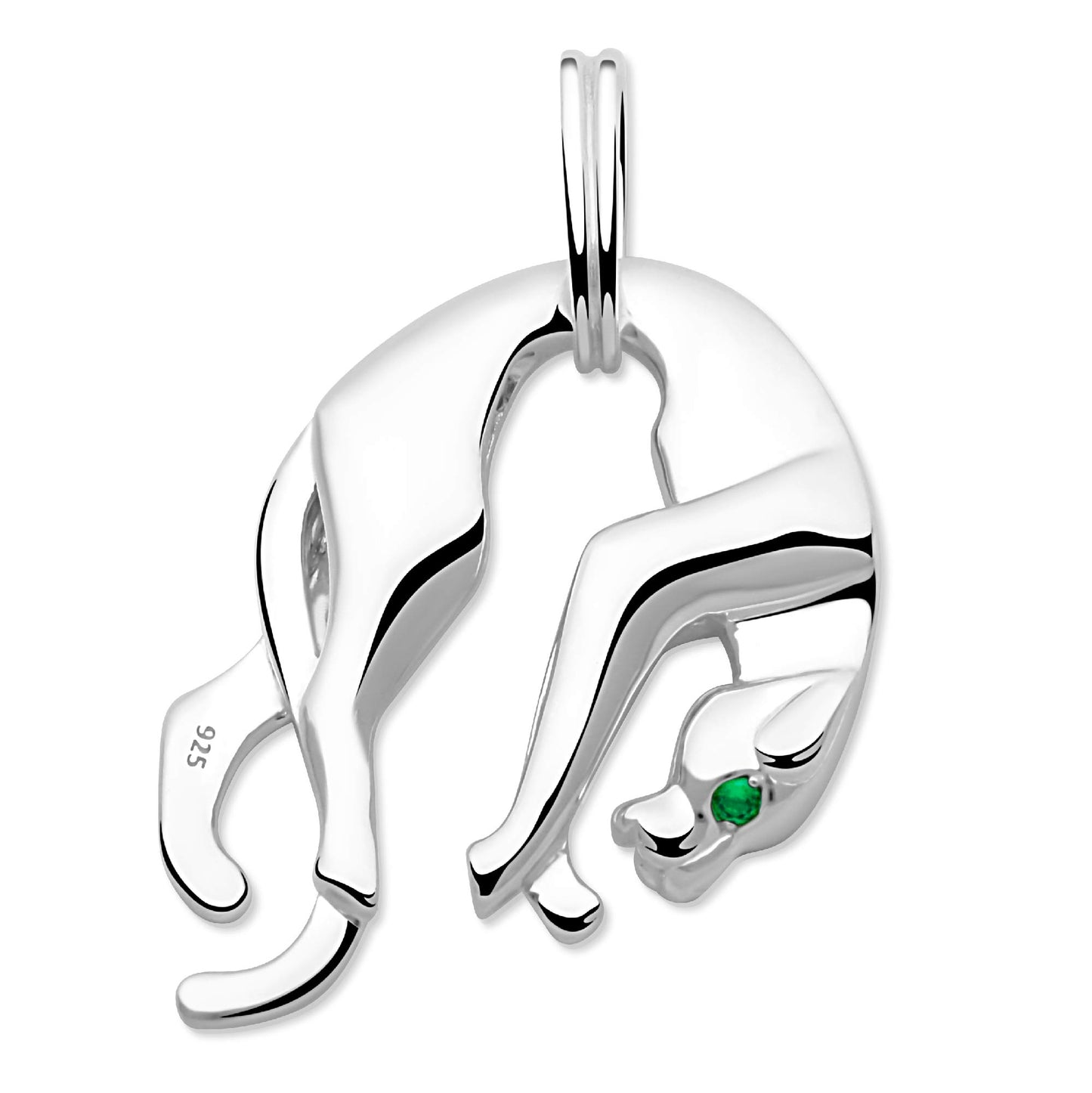 Panther Anhänger mit grünen Augen 925er Silber