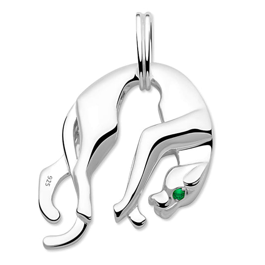 Panther Anhänger mit grünen Augen 925er Silber