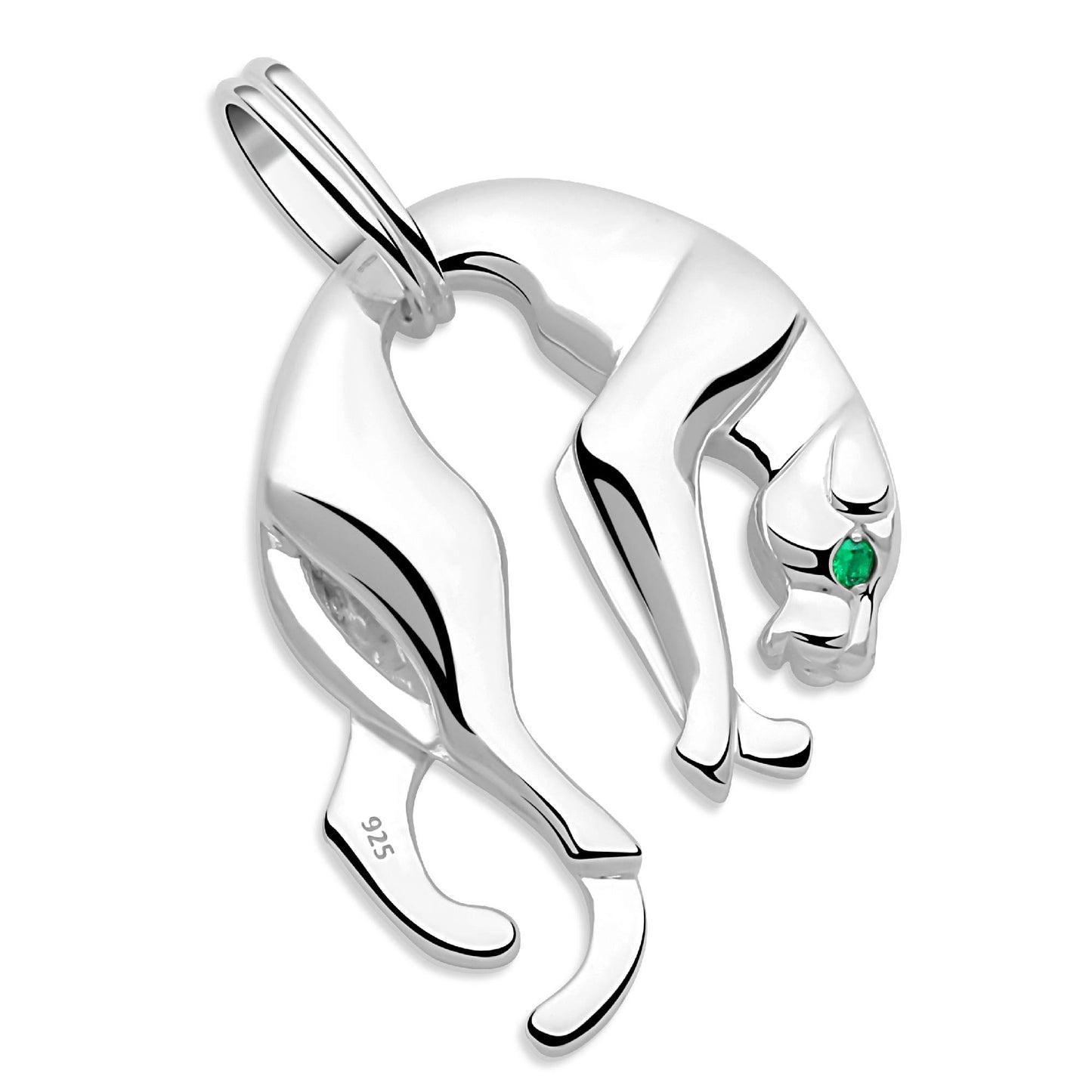 Panther Anhänger mit grünen Augen 925er Silber
