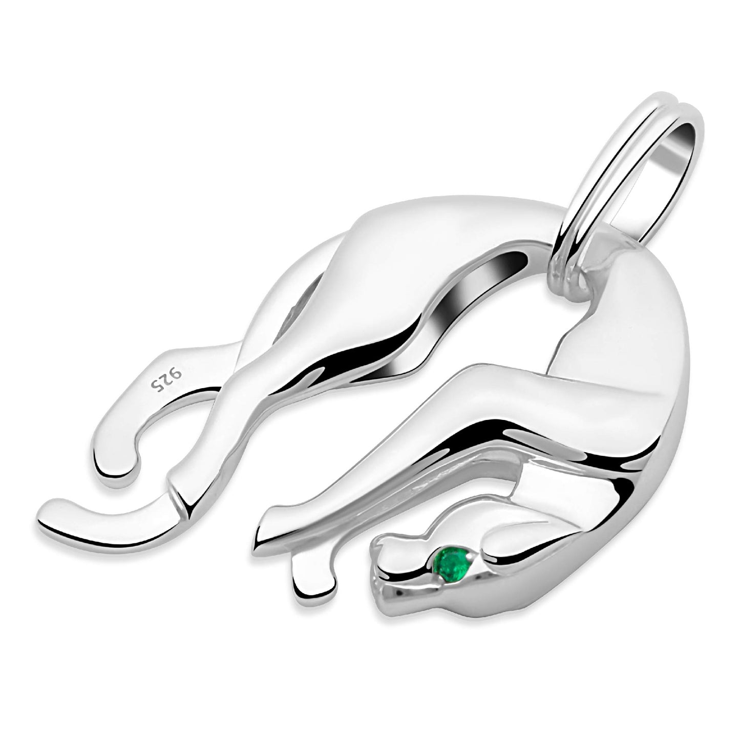 Panther Anhänger mit grünen Augen 925er Silber