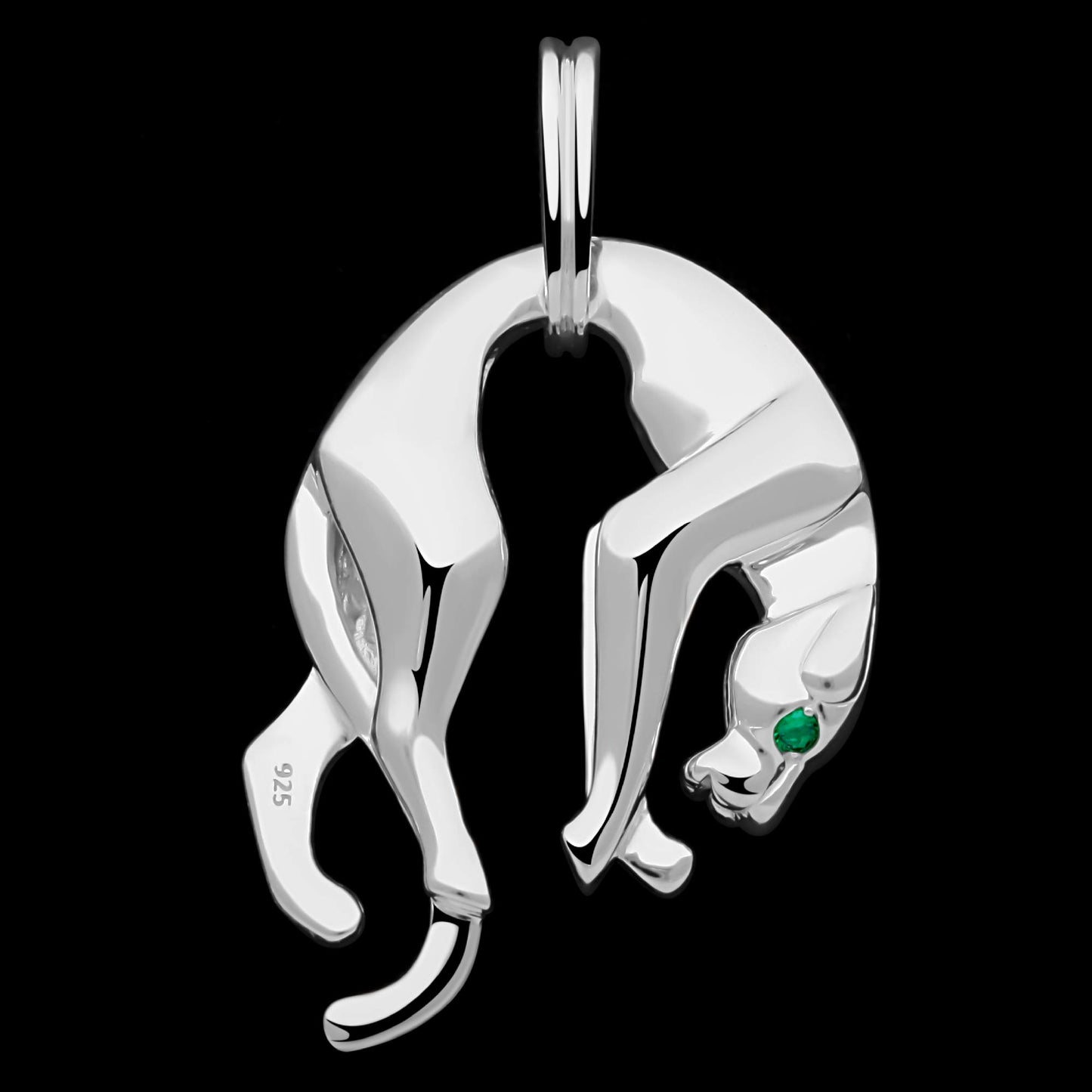 Panther Anhänger mit grünen Augen 925er Silber