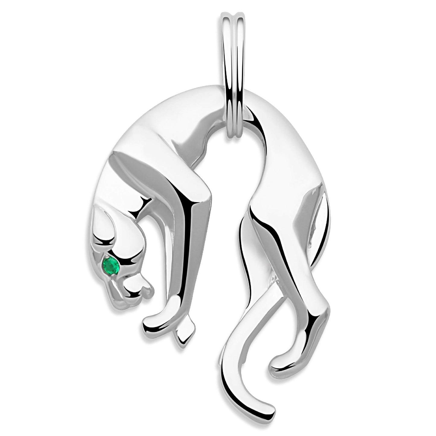 Panther Anhänger mit grünen Augen 925er Silber