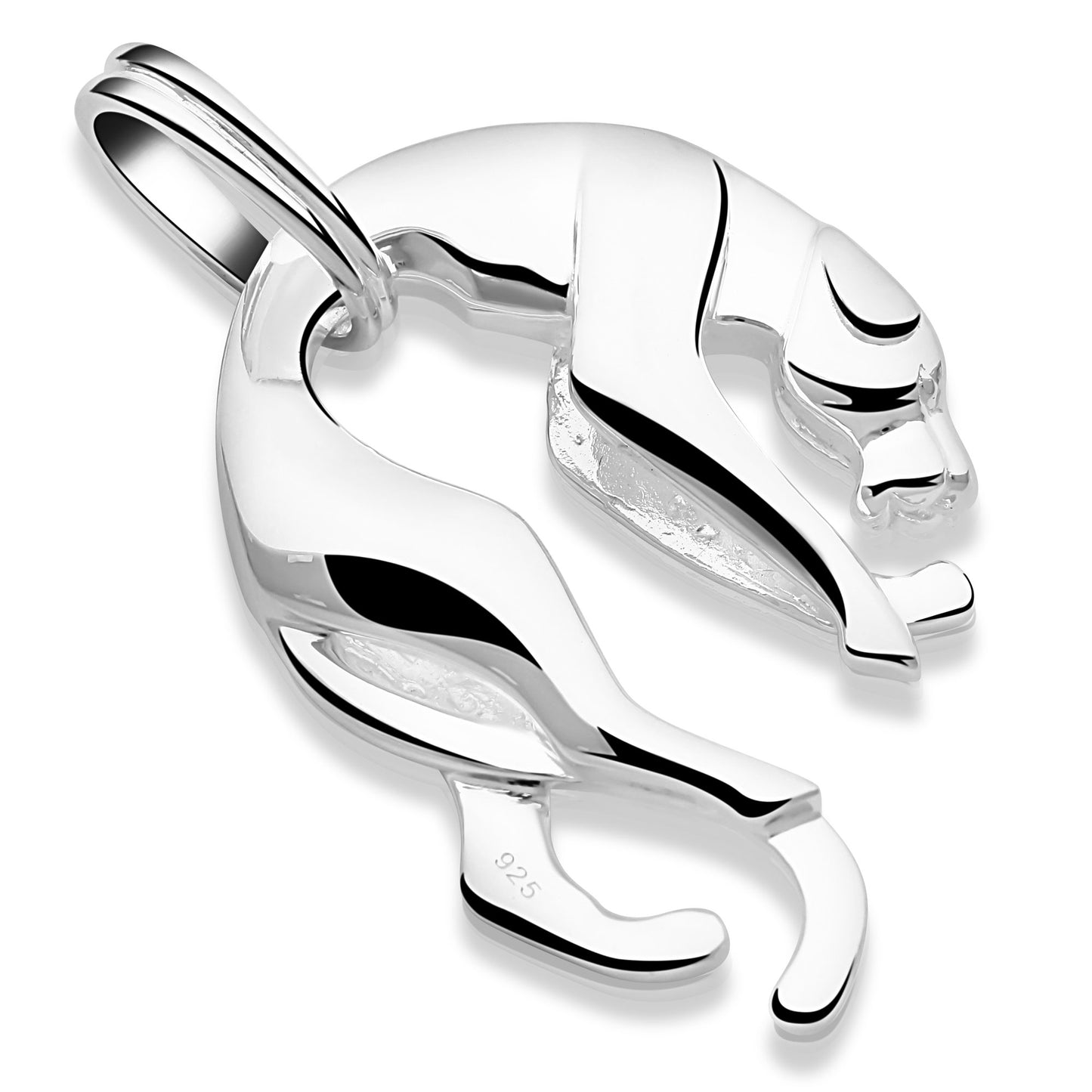 Panther Groß Anhänger Poliert 925er Silber Massiv