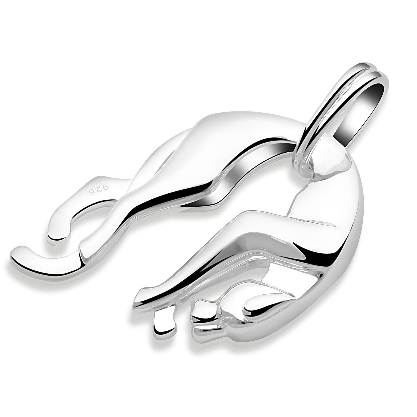 Panther Groß Anhänger Poliert 925er Silber Massiv