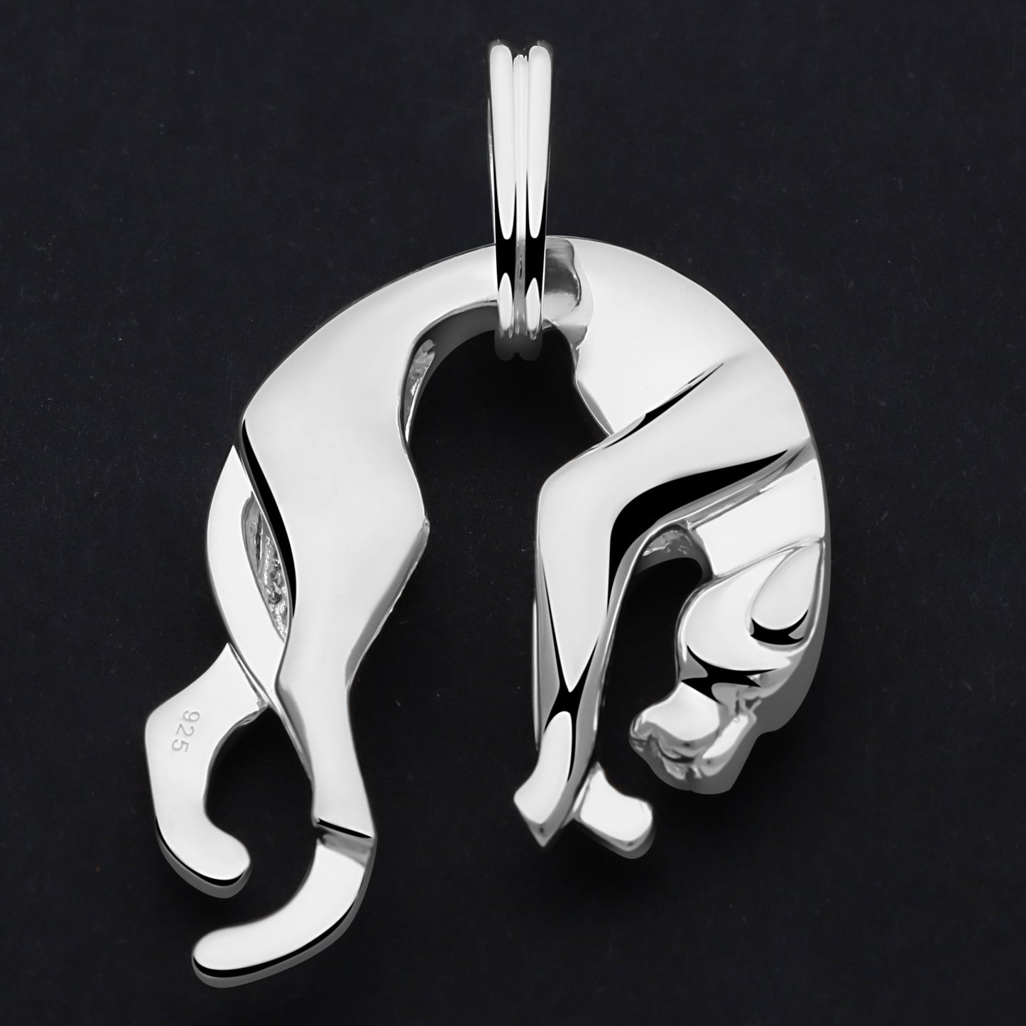 Panther Groß Anhänger Poliert 925er Silber Massiv