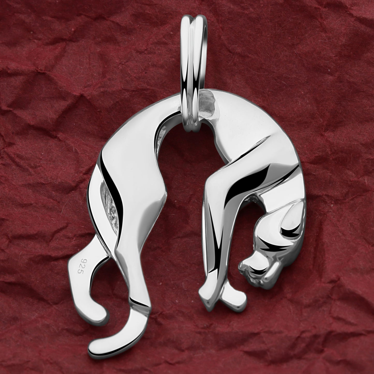 Panther Groß Anhänger Poliert 925er Silber Massiv