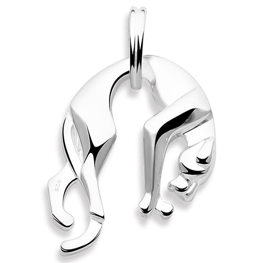 Panther Groß Anhänger Poliert 925er Silber Massiv