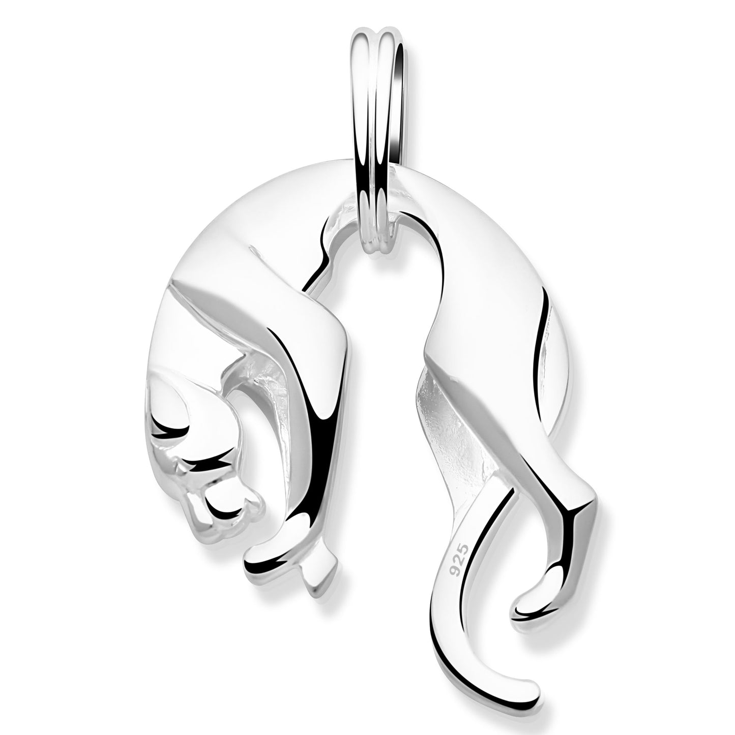 Panther Groß Anhänger Poliert 925er Silber Massiv