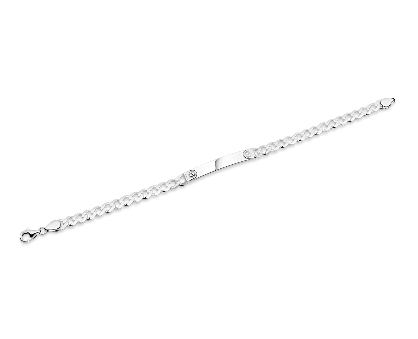 Gravurarmband Plattenarmband mit seitlichem Schlitzornament 925er Sterling Silber Massiv