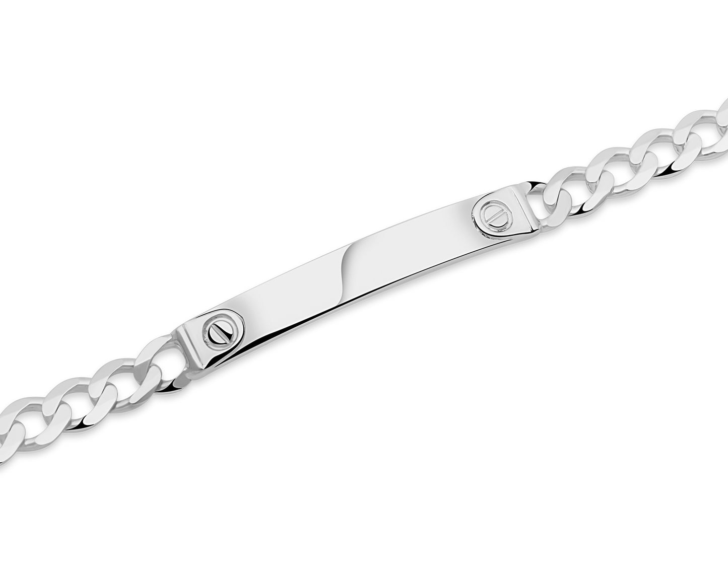 Gravurarmband Plattenarmband mit seitlichem Schlitzornament 925er Sterling Silber Massiv