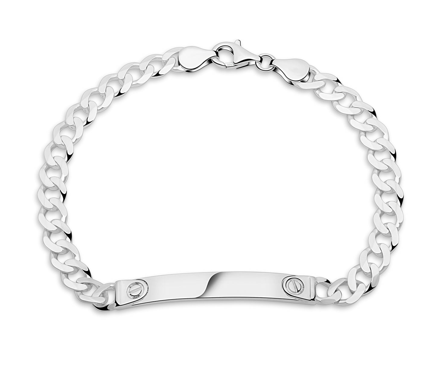 Gravurarmband Plattenarmband mit seitlichem Schlitzornament 925er Sterling Silber Massiv