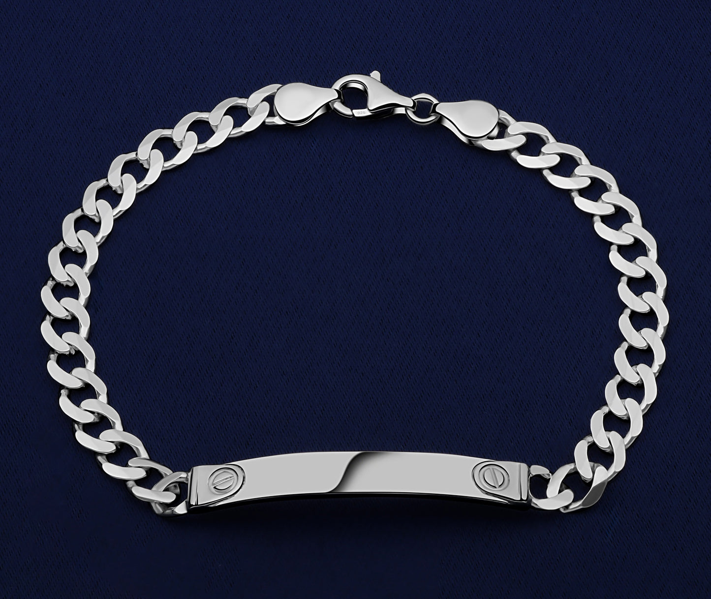 Gravurarmband Plattenarmband mit seitlichem Schlitzornament 925er Sterling Silber Massiv