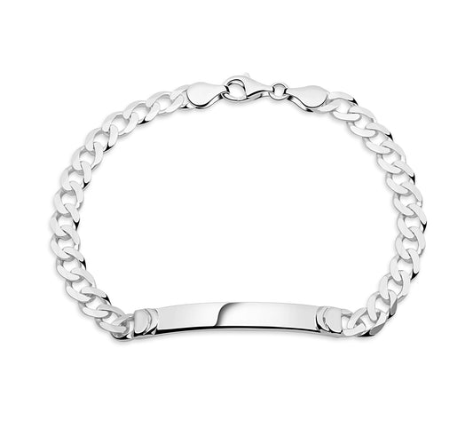 Gravurarmband Plattenarmband mit seitlichem Halbmond 925er Sterling Silber Massiv