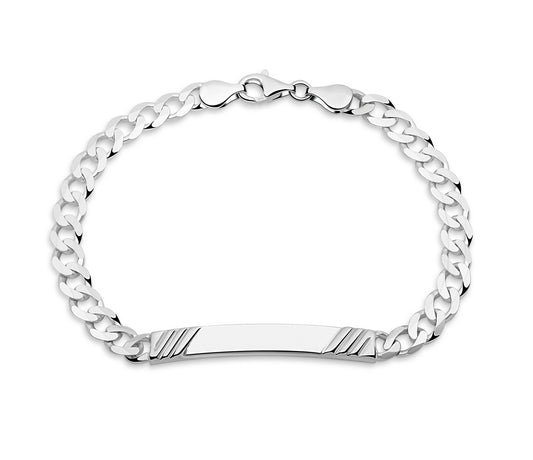 Gravurarmband Plattenarmband mit drei seitlichen Streifen 925er Sterling Silber Massiv