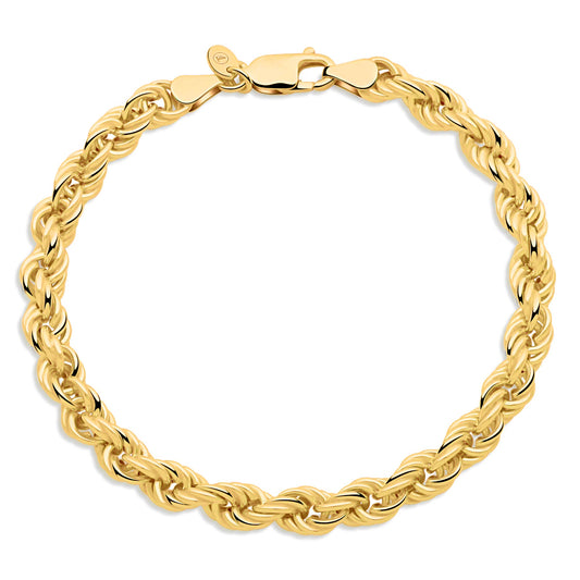 Kordelarmband 6 mm Echt 585er Vergoldet 14 Karat  Massiv