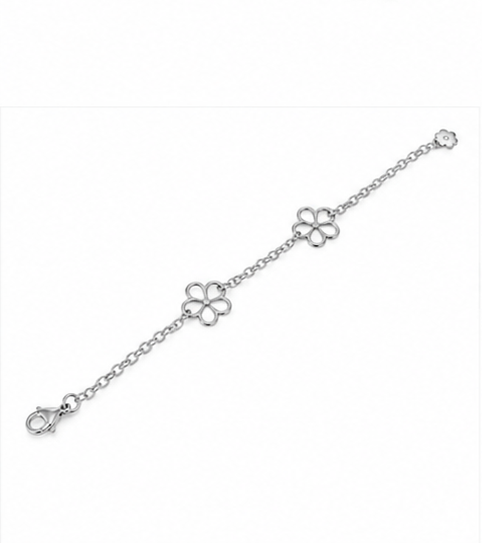 Blumen Design Armband 925er Sterling Silber Rhodiniert Massiv Verstellbar