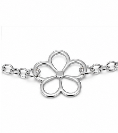Blumen Design Armband 925er Sterling Silber Rhodiniert Massiv Verstellbar