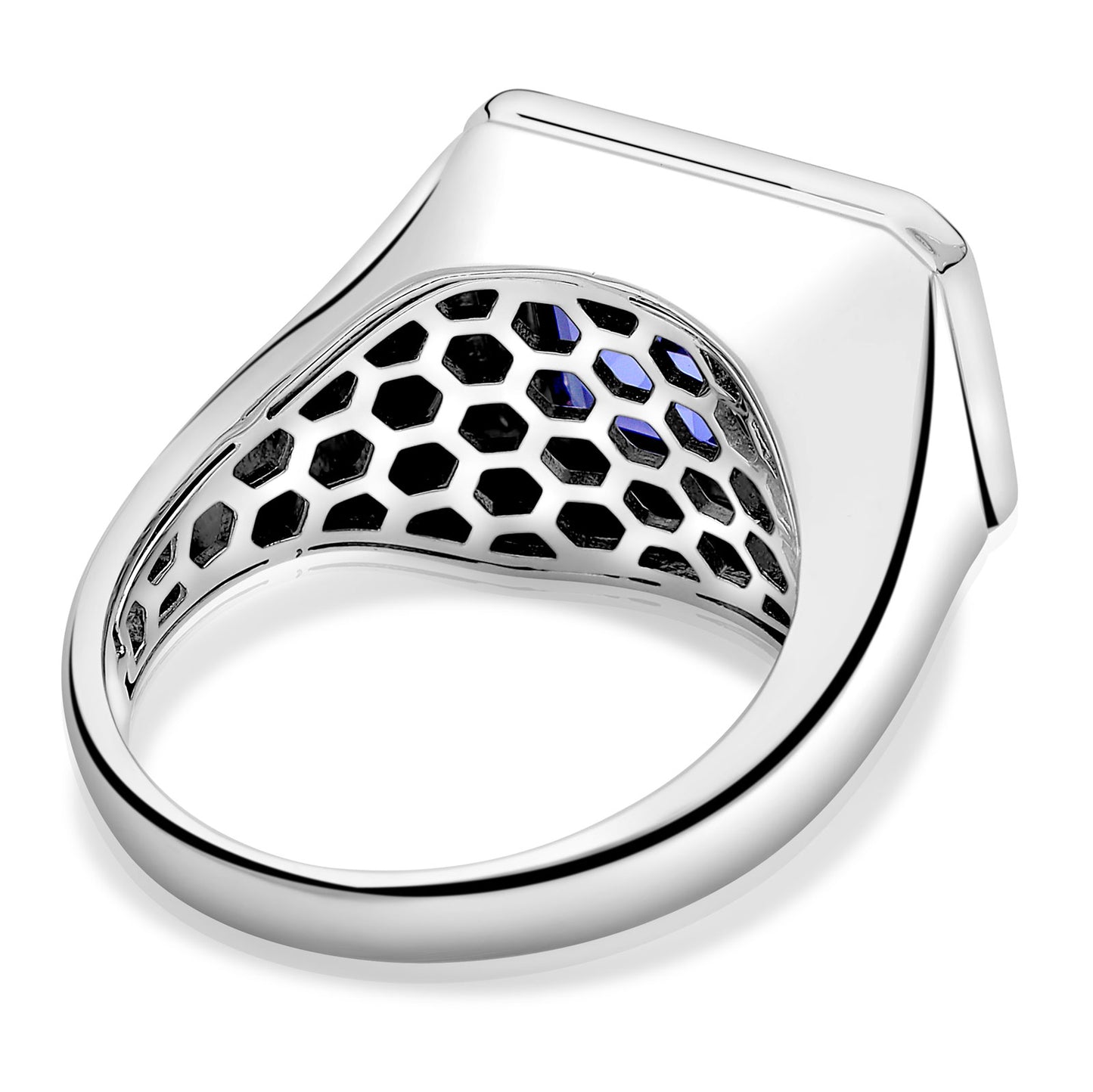 Ring 925 Silber Rhodiniert Zirkonia Blau