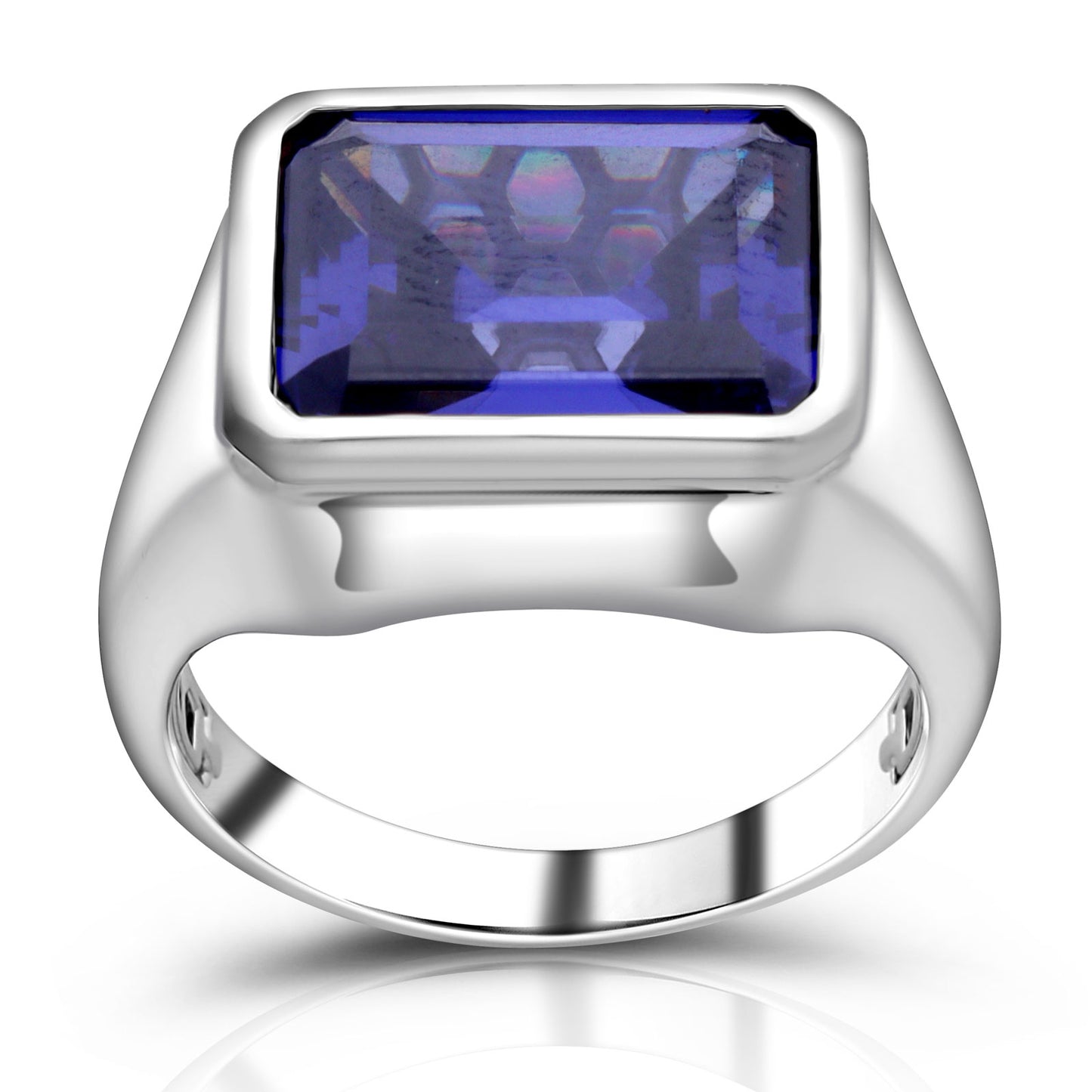 Ring 925 Silber Rhodiniert Zirkonia Blau