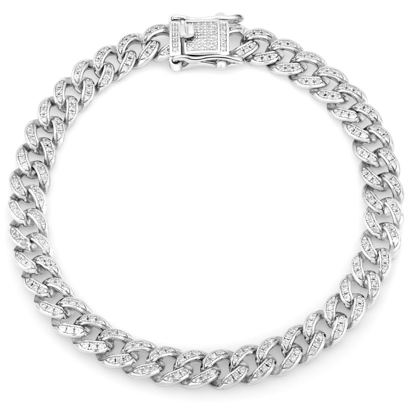 Panzerarmband 7 mm Zirkonia Weiß 925er Sterling Silber Massiv