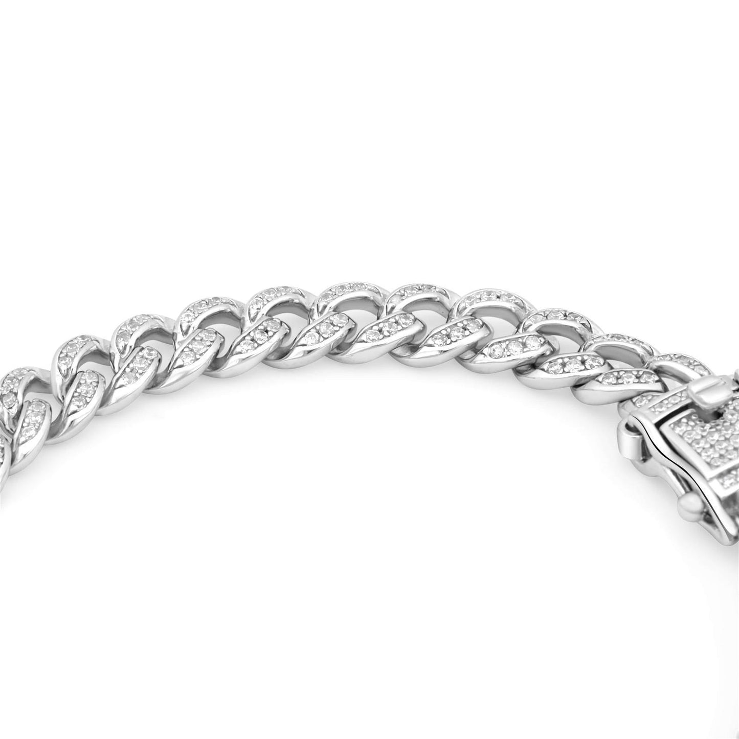 Panzerarmband 7 mm Zirkonia Weiß 925er Sterling Silber Massiv