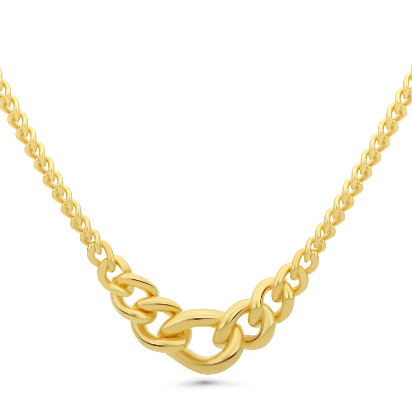 Tony Fein Panzerkette Collier 2 mm 14 Karat Vergoldet Massiv 925 Silber Poliert Damen 42-45cm