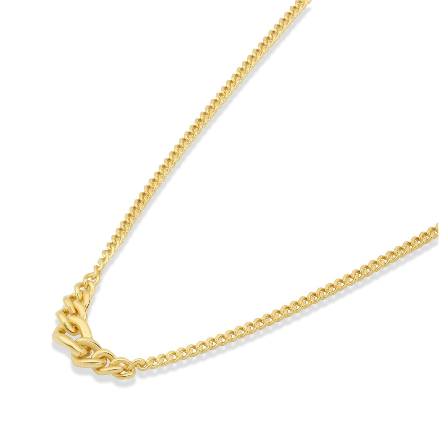 Tony Fein Panzerkette Collier 2 mm 14 Karat Vergoldet Massiv 925 Silber Poliert Damen 42-45cm