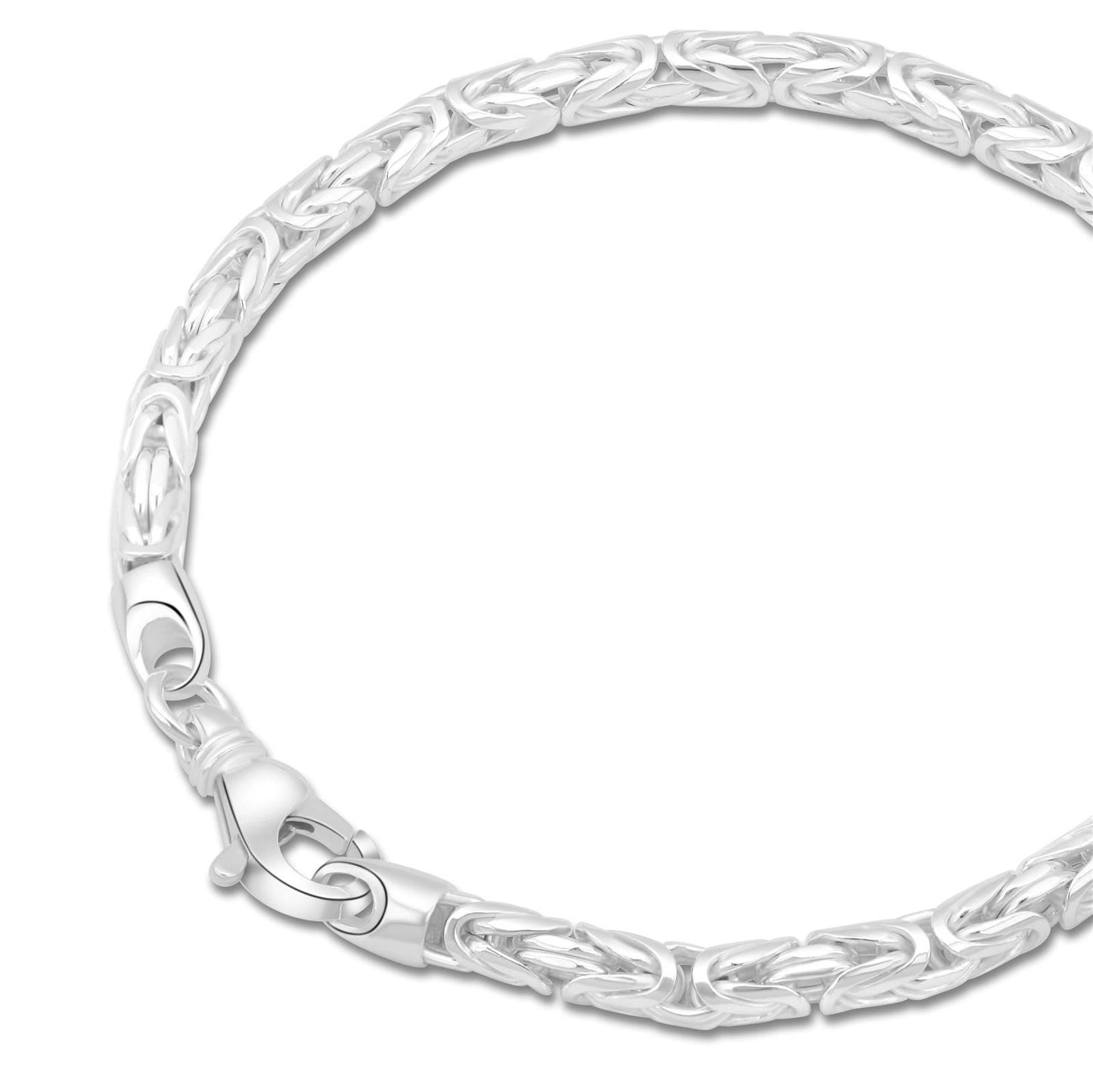 Königsarmband Rund 4 mm 925er Sterling Silber Massiv