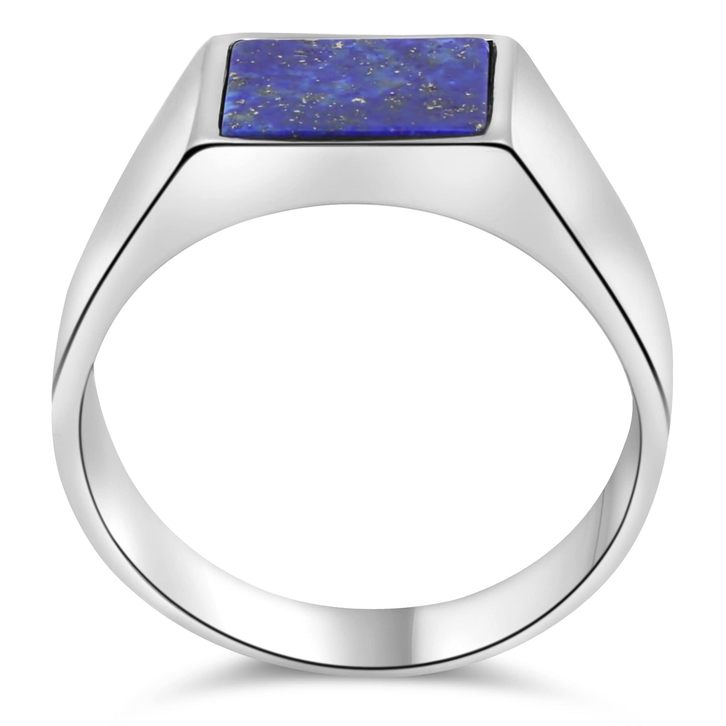 Siegelring Lapislazuli 925er Sterling Silber Massiv Rhodiniert