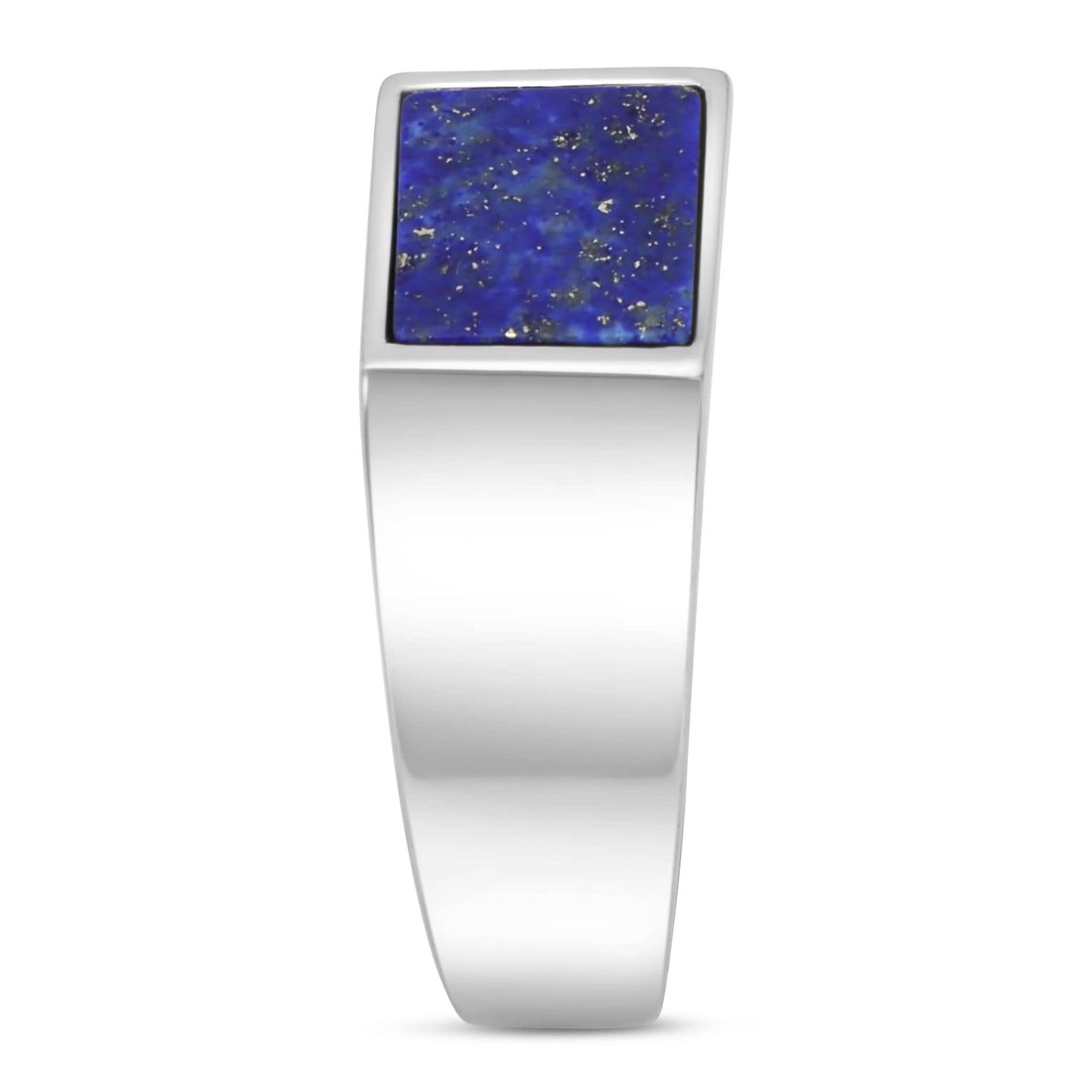Siegelring Lapislazuli 925er Sterling Silber Massiv Rhodiniert