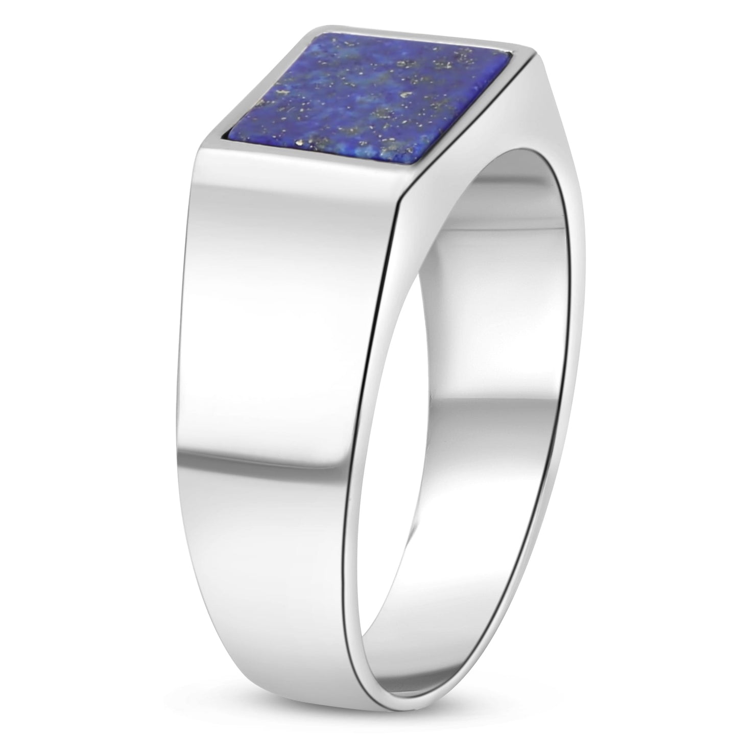 Siegelring Lapislazuli 925er Sterling Silber Massiv Rhodiniert