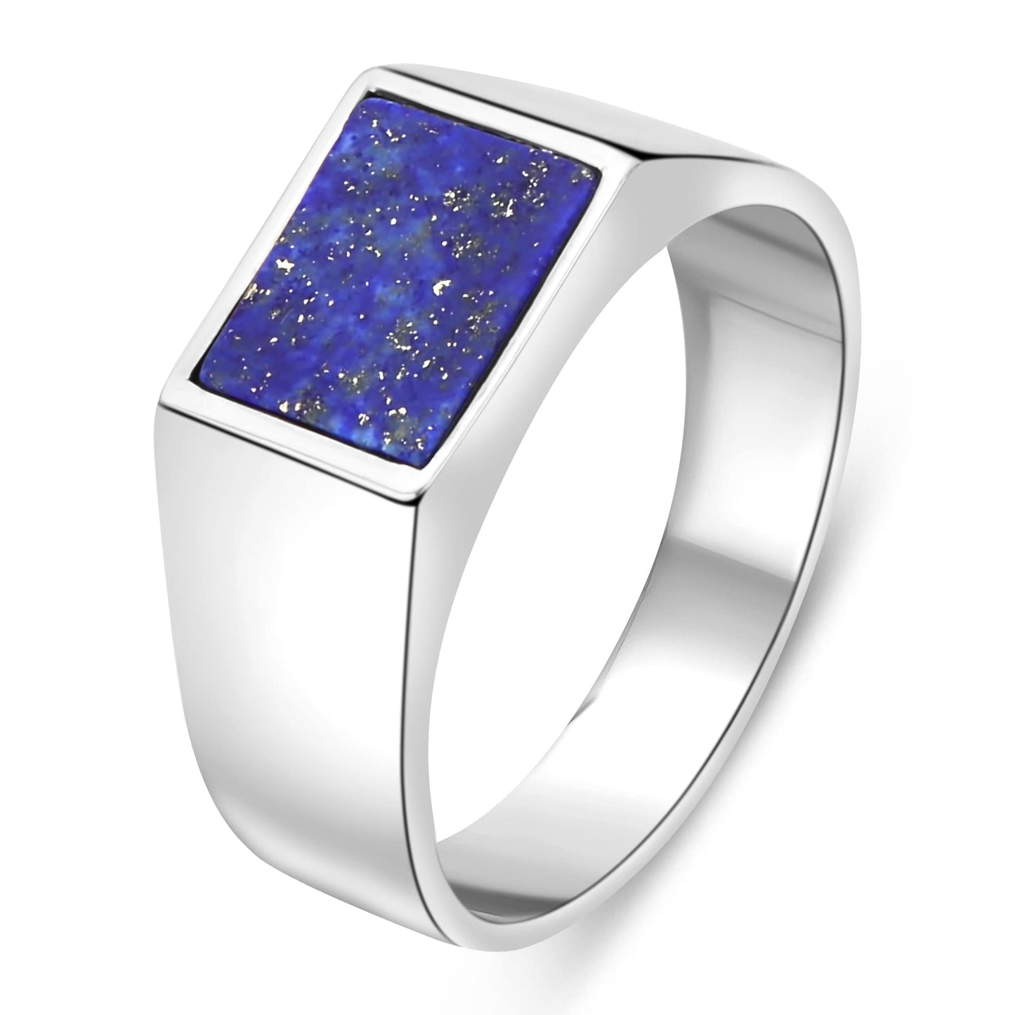 Siegelring Lapislazuli 925er Sterling Silber Massiv Rhodiniert