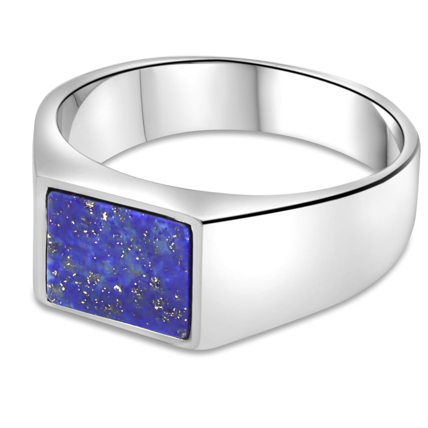Siegelring Lapislazuli 925er Sterling Silber Massiv Rhodiniert