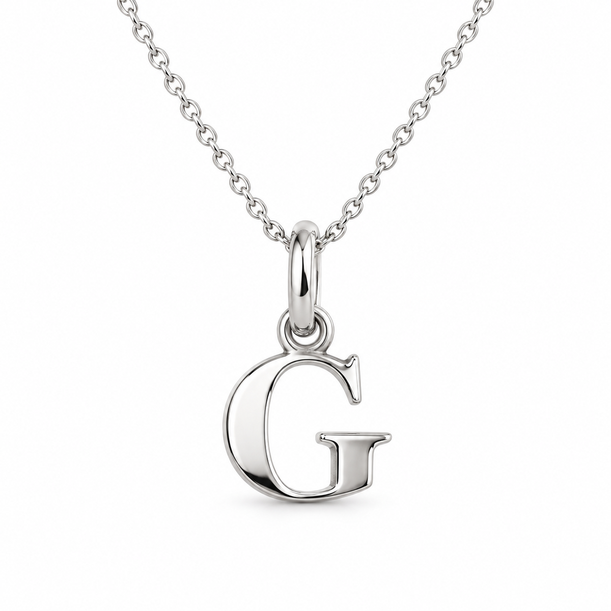 Buchstaben Anhänger G mit Kette Schlicht Echtes 925er Silber Rhodiniert