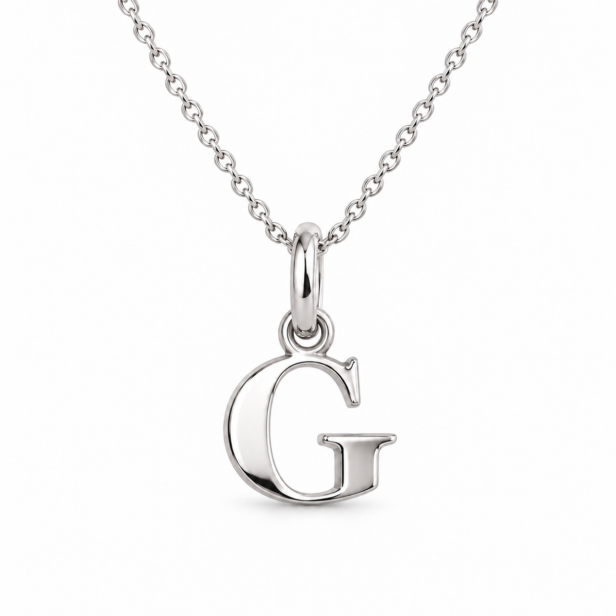 Buchstaben Anhänger G mit Kette Schlicht Echtes 925er Silber Rhodiniert